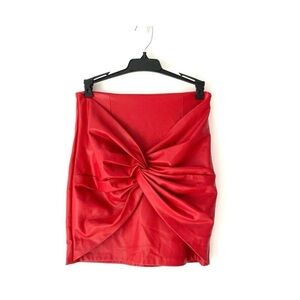 Faux leather red wrap skirt